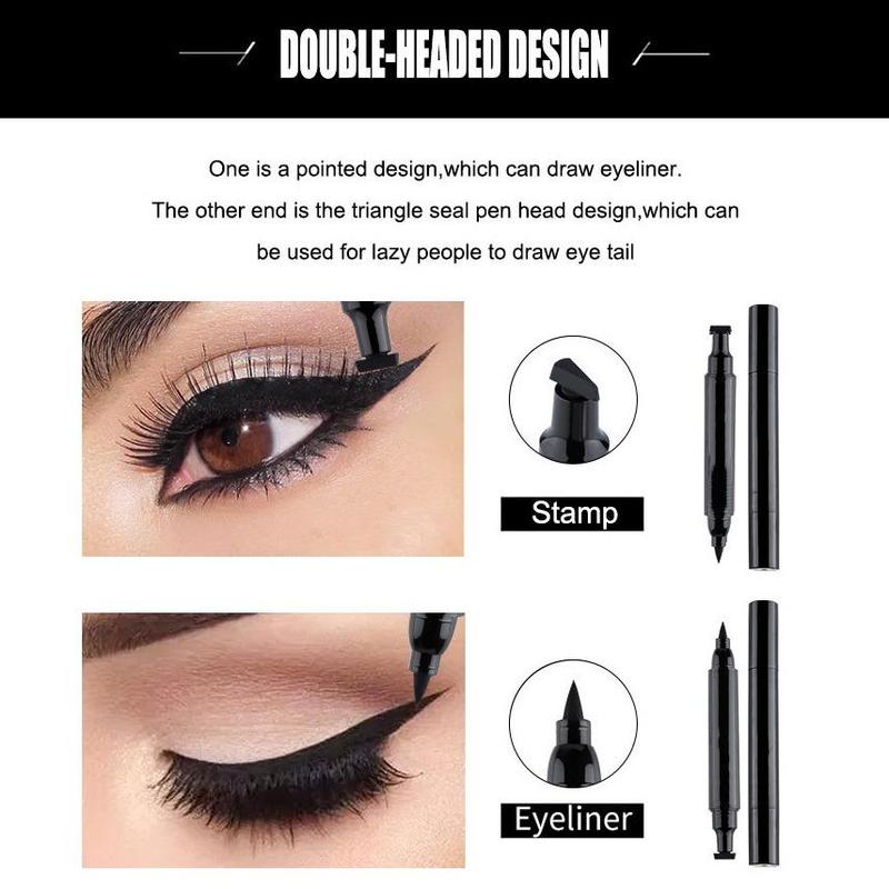 Waterproof 2 in 1 Double-ended Eyeliner, Professional Long Lasting Fine Tip Quick Drying Eyeliner Pen with Comfortable Grip for Women Daily Eye Makeup