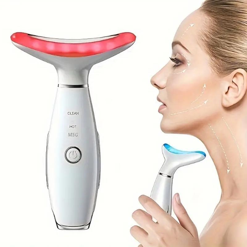 Summer Beauty Neck Massager, Comfort Triple Color Light Face Beauty Tool Face Massager, Electric Face Roller Massager, Neck and Face Skin Tightening and Lifting Massager, 3 Adjustable Modes, Beauty Gifts