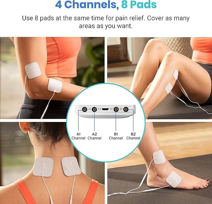 Etekcity 4-Output TENS Unit, Muscle Stimulator Accessories Machine, Neck Back Massager, Rechargeable Electric Medical Physical Therapy holidayhaul