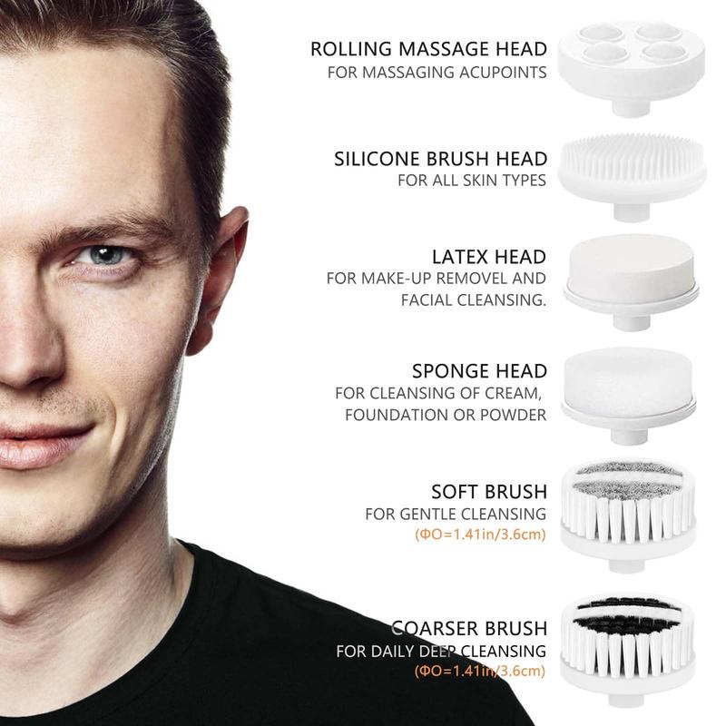 Facial Cleansing Brush Face Scrubber: Electric Face Spin Cleanser Brushes with 6 Brush Heads for Deep Cleansing, Gentle Exfoliating, Removing Blackhead, Massaging