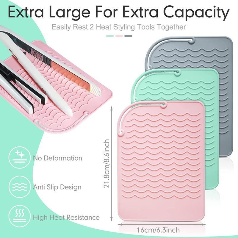 Silicone Heat Resistant Hair Straightener Pad, Hair Curler Insulation Mat, Hair Styling Tool