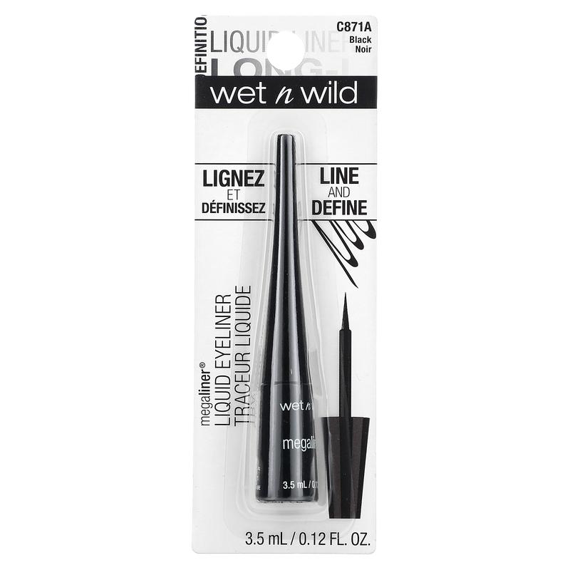 wet n wild MegaLiner, Liquid Eyeliner, C871A Black, 0.12 fl oz (3.5 ml)