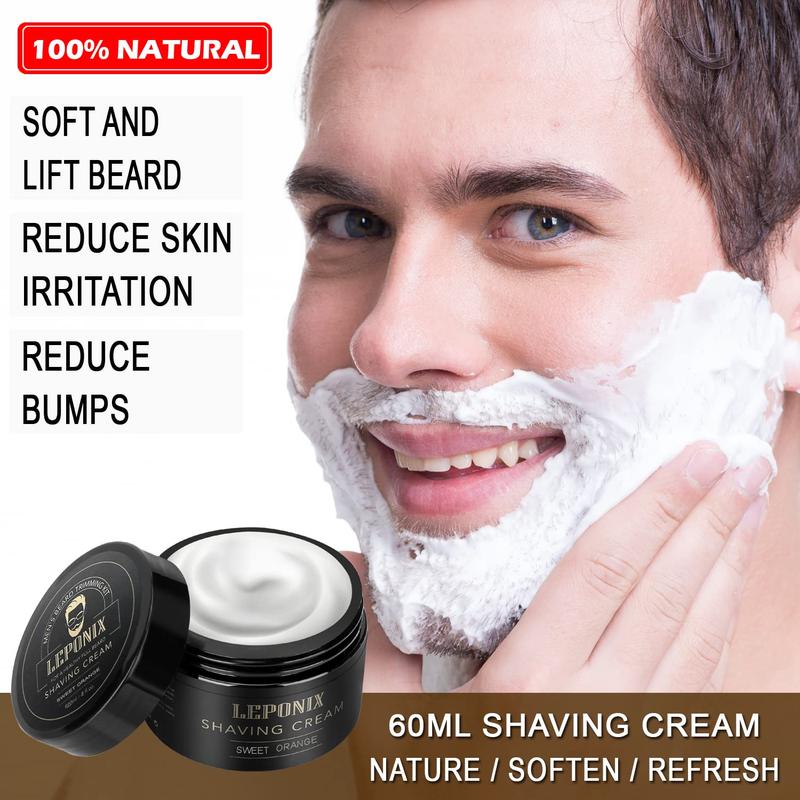 Straight Razor Shaving Kit - Your Manly Gift Choice! Includes 2 packs shaving soap, straight edge razor, shaving cream, shaving brush and shaving bowl. Shaving unique gifts set stocking stuffers for men, him, dad. Sweat orange.