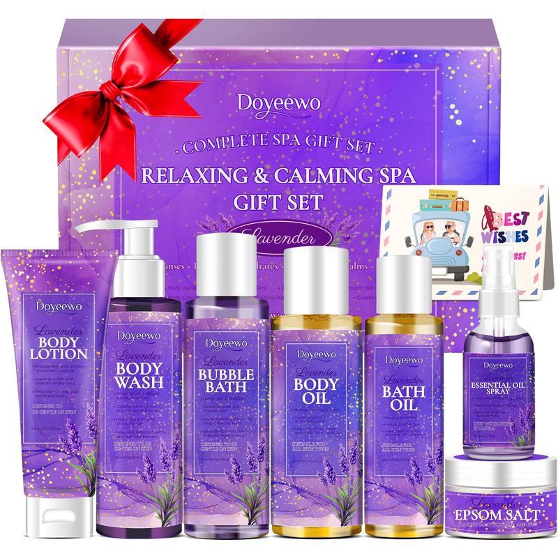 Spa Gifts for Women,Body bathing set Womens Gifts for Christmas,Lavender Bath Spa Set for Relaxation & Stress Relief,Relaxing Spa Gift Baskets for Women