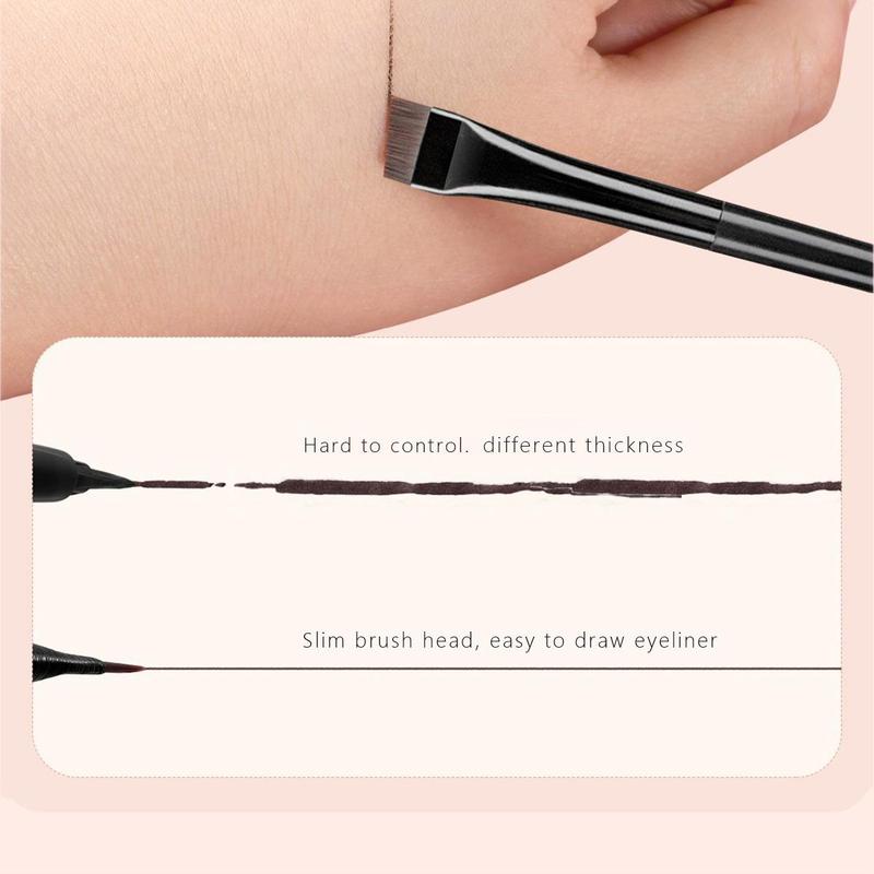 Portable Flat Fine Eyeliner Brush, 3pcs set Reusable Eyebrow Brush, Professional Eyes Makeup Brushes for Women & Girls & Beginners, Christmas Gift