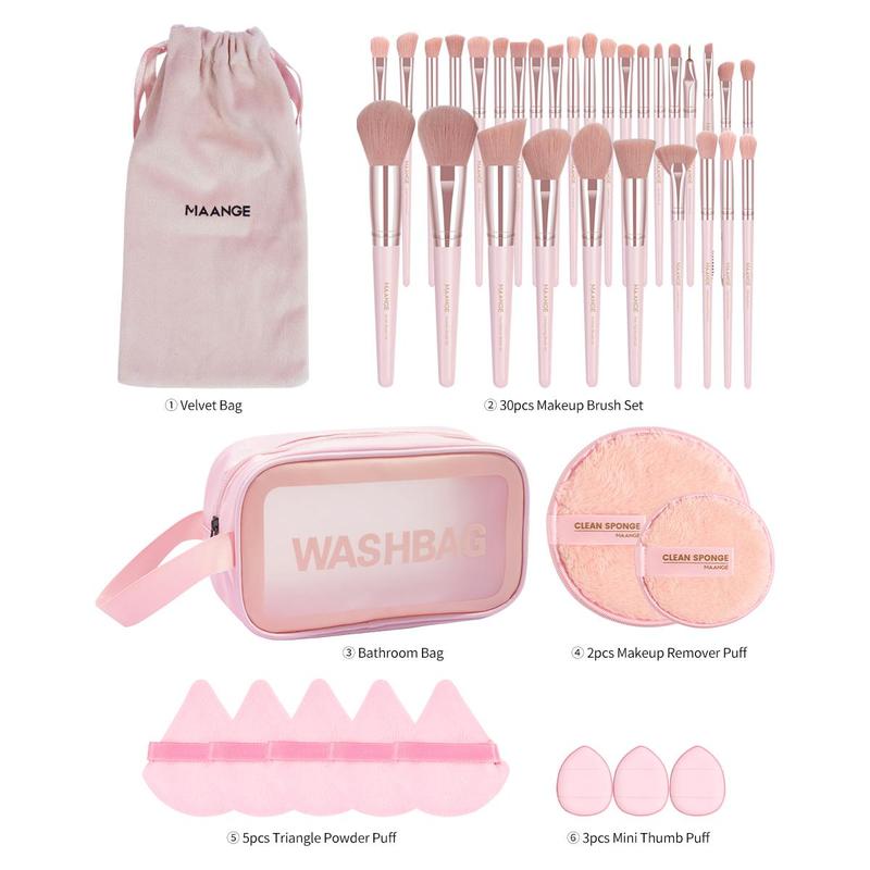 Professional Makeup Tool Set, 42pcs set Makeup Brushes & Powder Puffs & Storage Bag, Brush Makeup Set, Brushes Makeup, Multi-use Facial Makeup & Cleaning Accessories for Women & Girls, Makeup Brush Full Set