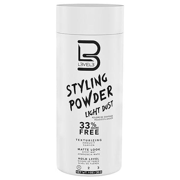 L3 Level 3 Light Hold Styling Powder - Natural Matte Hairstyle - Texturizing and Volumizing Haircare Daily Men's Hair Care Pack Comfort