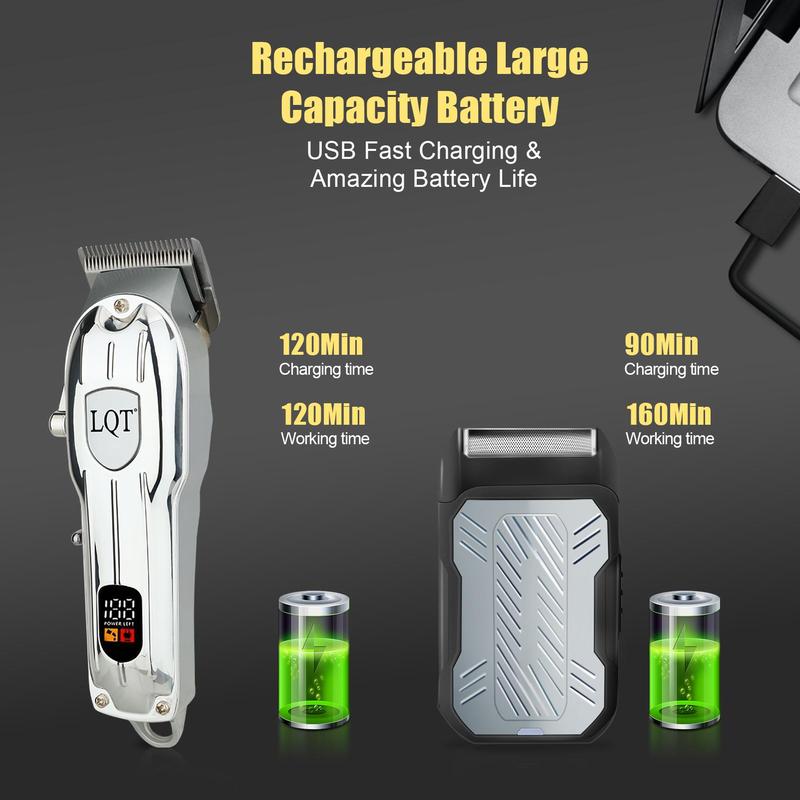 Professional Barber Hair Clipper Kit, Rechargeable Trimmer for Men with Electric Razor, Complete Grooming Solution for Men