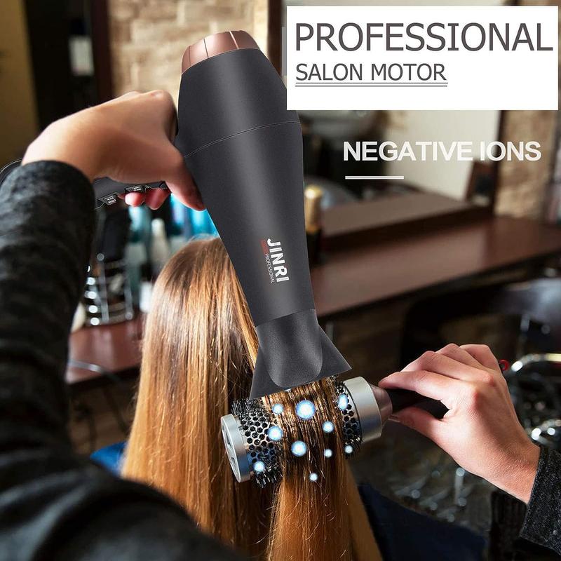 JINRI Infrared Hair Dryer, Professional Salon Negative Ionic Blow Dryers for Fast Drying, Pro Ion Quiet Hairdryer with Diffuser & Concentrator & Comb Black Gold