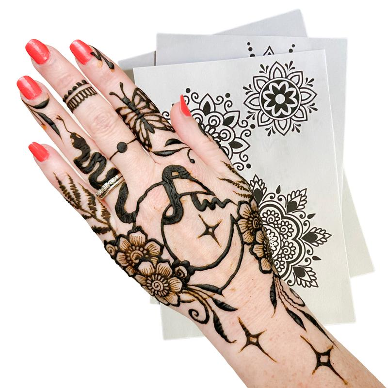 Stencil Set for Henna and Jagua Body Art Fun Floral and Geometric Designs and Seasonal Sets Makeup Cosmetic Flower