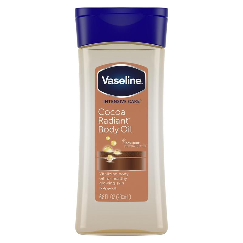 Vaseline Intensive Care Radiant Body Oil Gel with Cocoa Butter for Dry Skin, 6.8 fl oz