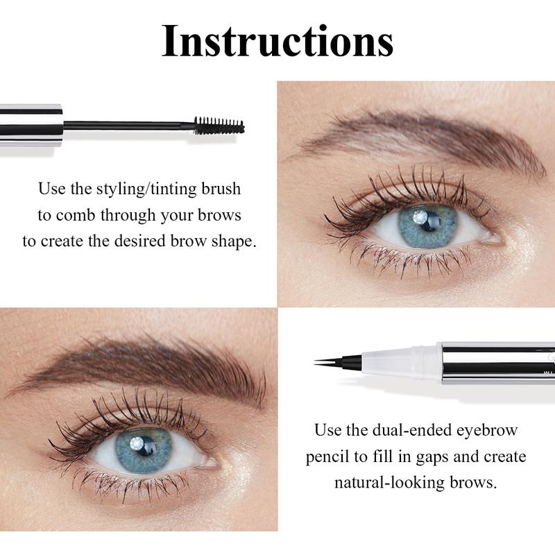 LUXAZA PRO eyebrow Pencil, Brow Pencil 2-in-1 Dual-Ended Eyebrow Pen with Micro-Fork-Tip and Precise Brush-Tip Create Natural Hair-Like Brows Makeup Cosmetic