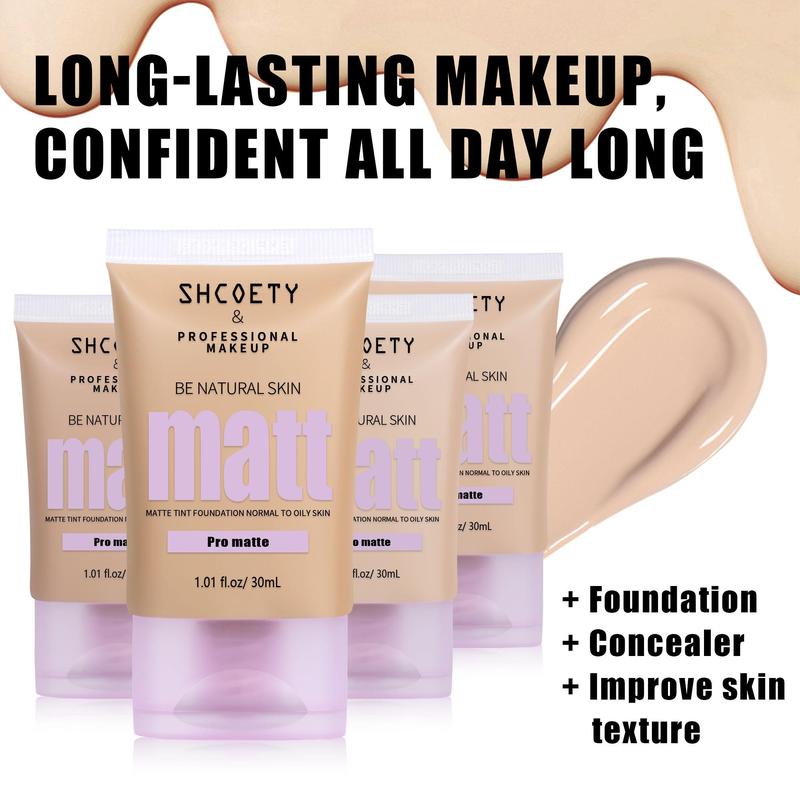 Long-lasting Matte Foundation, 1 Count Moisturizing Concealer Foundation, Full Coverage Flawless Makeup Cream, Makeup Product for Women & Girls