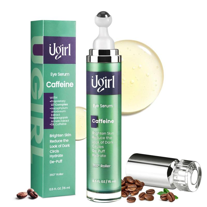 UGirl Caffeine Eye Serum For Improves Appearance of Eye Area, Eye Cream Under Eye Roller for Puffiness Eye Bag