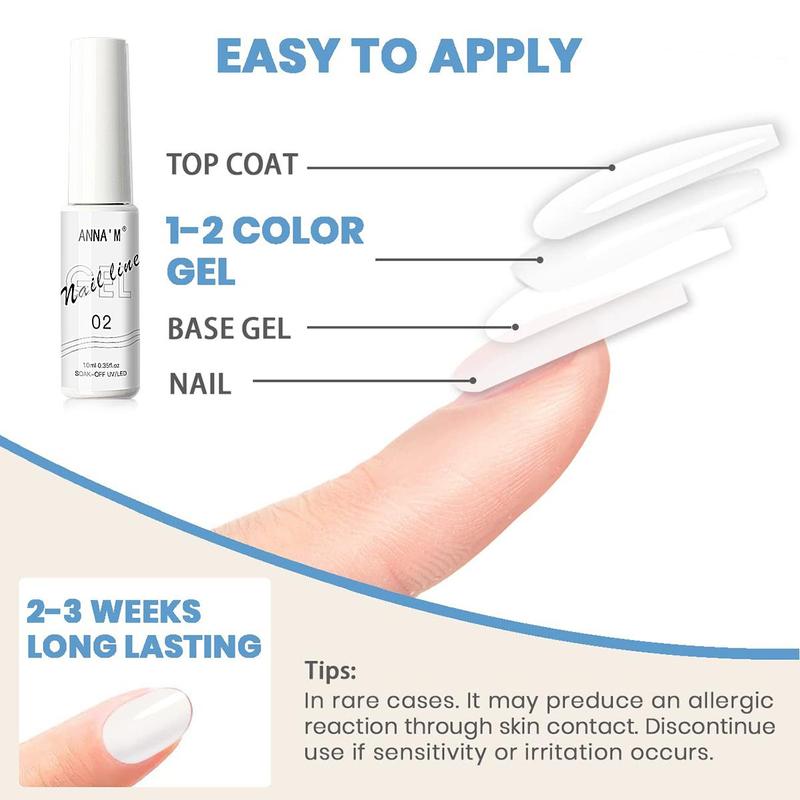 10ml Portable Nail Art Line Gel, Multi-use Nails Art Line Glue for Nail Painting, Professional Nail Art Tool for Women & Girls, Nail Supplies, Christmas, Christmas Gift