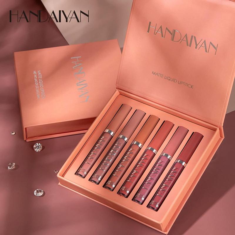 HANDAIYAN Matte Liquid Lipstick Makeup Set,  Satin Texture Plumping Matte liquid Moisturizing Long-Lasting Wear Non-Stick Cup Not Fade Waterproof Smudge Proof Lip Gloss