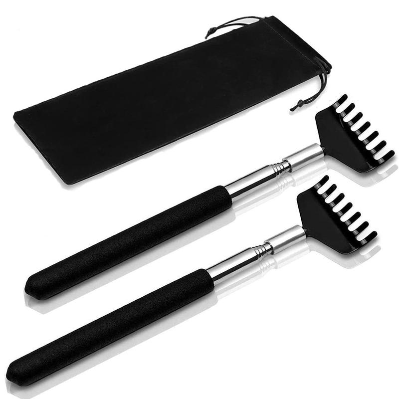 Portable Extendable Back Scratcher, 2 Counts Stainless Steel Telescoping Back Scratcher with Beautiful Gift Packaging, Manual Massage Tool for Home