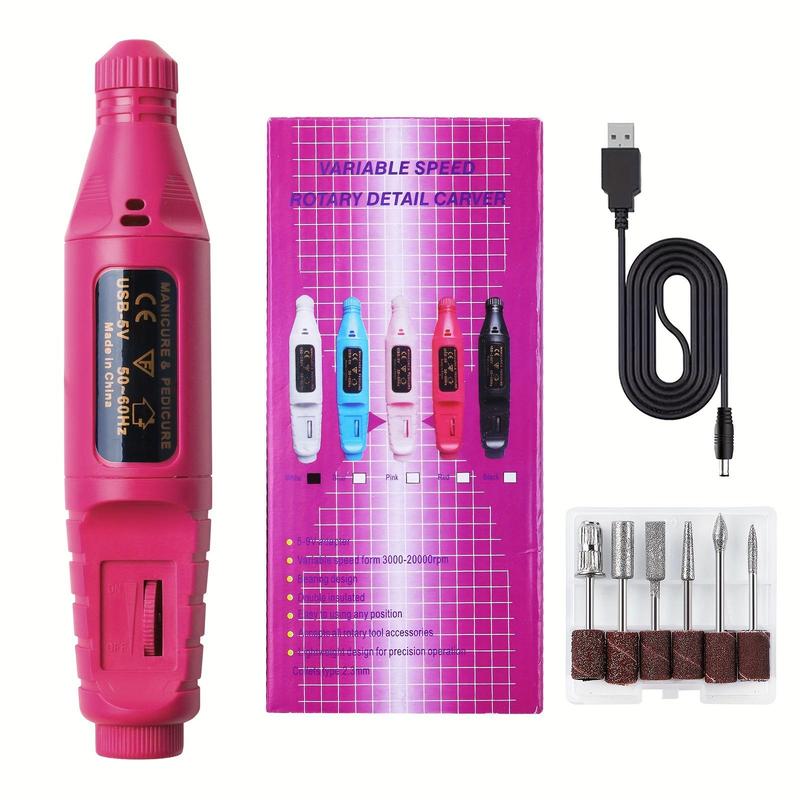 Portable Electric Nail Drill, 1 Box USB Rechargeable Nail Polisher with Accessories, Professional Manicure Tool for Home & Salon Use