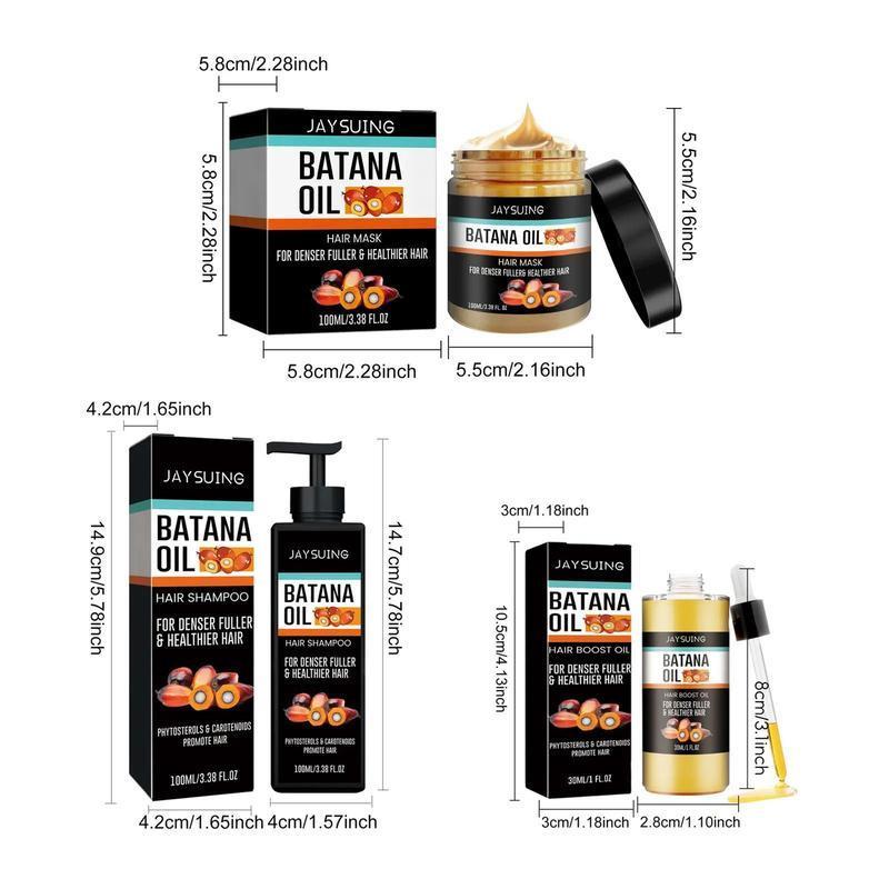 Batana Oil Shampoo & Hair Mask & Hair Oil Set, 3 Counts set Moisturizing Hair Care Set for Christmas Gift, Hair Care & Styling Products for Men and Women for All Hair Types