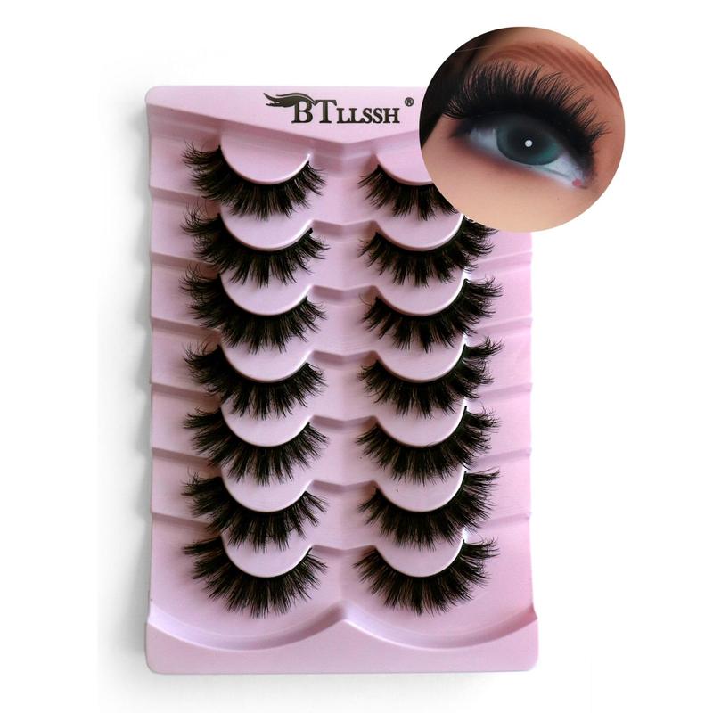 Summer Fluffy & Wispy False Eyelashes, 7 Pairs Naturally Curly Eyelash Extensions Eyelash Clusters, Eye Makeup Enhancement Tool, Summer Makeup, Christmas Gift