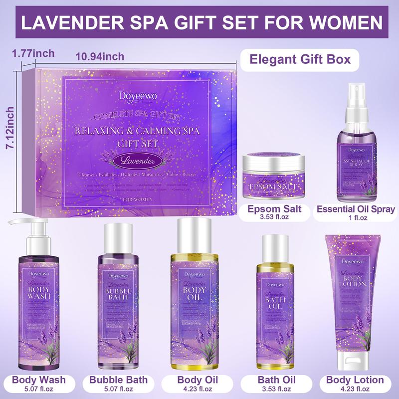 Spa Gifts for Women,Body bathing set Womens Gifts for Christmas,Lavender Bath Spa Set for Relaxation & Stress Relief,Relaxing Spa Gift Baskets for Women