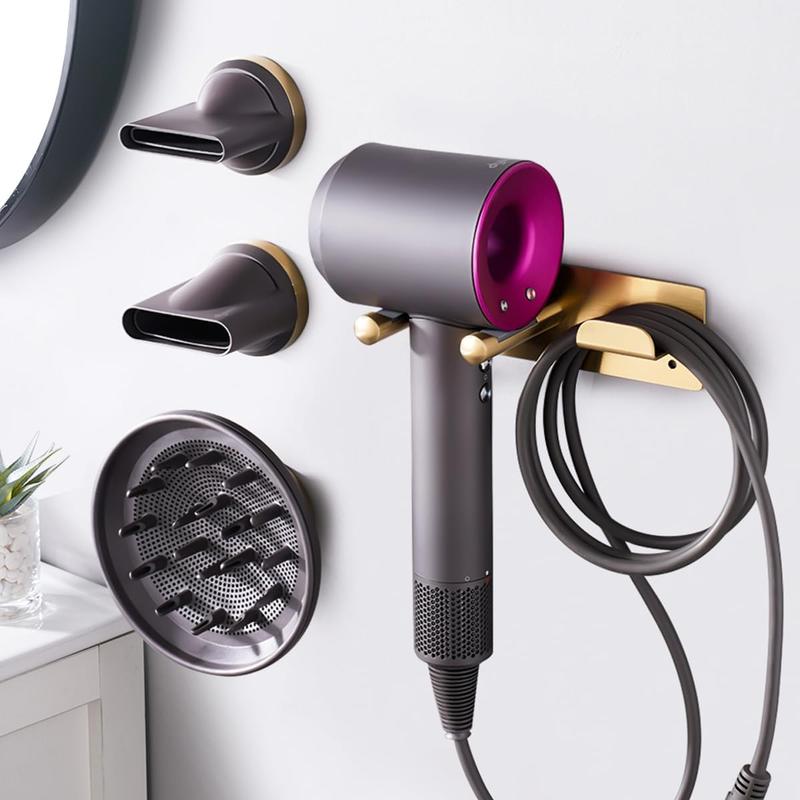 Hair Dryer Stand for Dyson Hair Dryer, SUS304 Dyson Hair Dryer Wall Mount, Punch- Free Dyson Hair Dryer Holder Dyson Hair  (Gold)