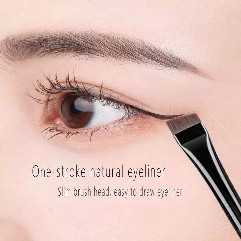 Portable Flat Fine Eyeliner Brush, 3pcs set Reusable Eyebrow Brush, Professional Eyes Makeup Brushes for Women & Girls & Beginners, Christmas Gift