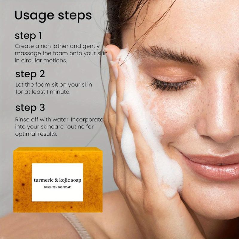 4pcs Turmeric Soap, Gentle Turmeric and Kojic Acid Skin Brightening Cleanser for Body Face, Smooth Skin Brighter Evens Out Skin Tone