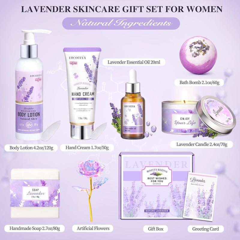 Gifts for Women,Bath and Body Gifts Set,Spa Gifts for Women Lavender Gift Baskets,Birthday Gifts for Women Self Care Relaxing Bath Sets for Women Gift,Gifts for Mom,Her,Sister,Wife