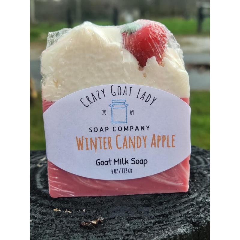 Winter Candy Apple Goat Milk Soap | Handmade, Paraben-Free, Natural Soap for Dry Skin, Eczema Relief