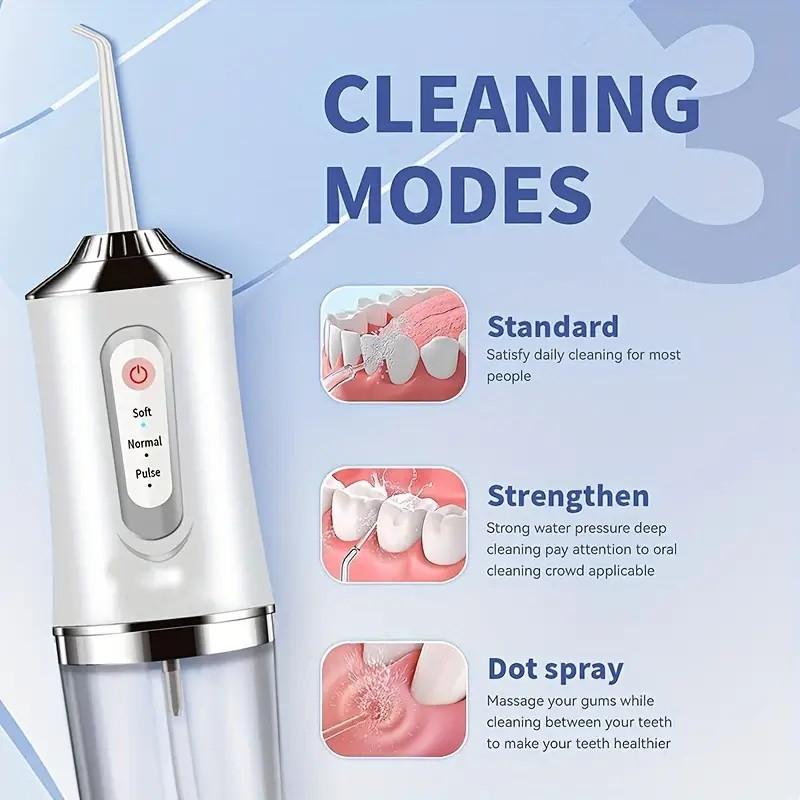 Water Flosser Cordless for Teeth 3 Modes 4 Jet Tips Cleaning and Flossing Water Dental Portable Floss Irrigator Oral Water Flossed Rechargeable Travel Adults