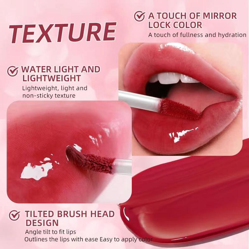 Long-lasting Mirror Lip Gloss, Tinted Moisturizing Liquid Lip Balm, Glossy Lip Oil, Plumping Lipstick for All Occasions Makeup, Hydrating Daily Lip Cosmetic, Lighter Lipstick