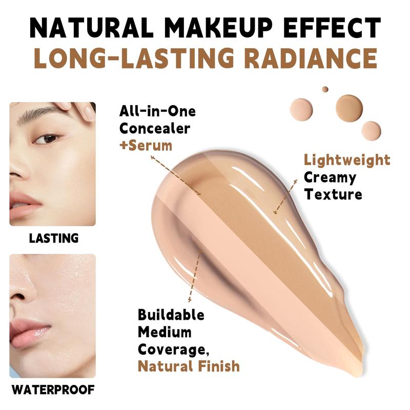 Long-lasting Matte Foundation, 1 Count Moisturizing Concealer Foundation, Full Coverage Flawless Makeup Cream, Makeup Product for Women & Girls