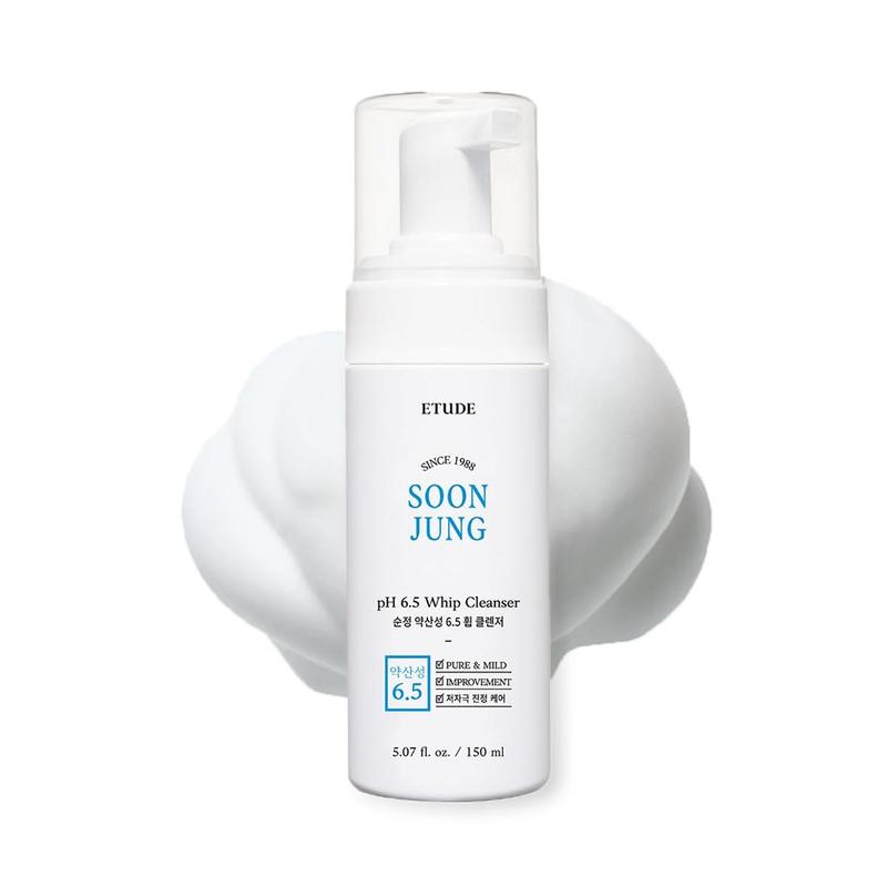 [Etude House] Soon Jung Whip Cleanser 150ml, Soft Bubble Fragrance-Free Low-pH Korean Hydrating Cleansing Wash for Sensitive Skin, K-Beauty, Vegan