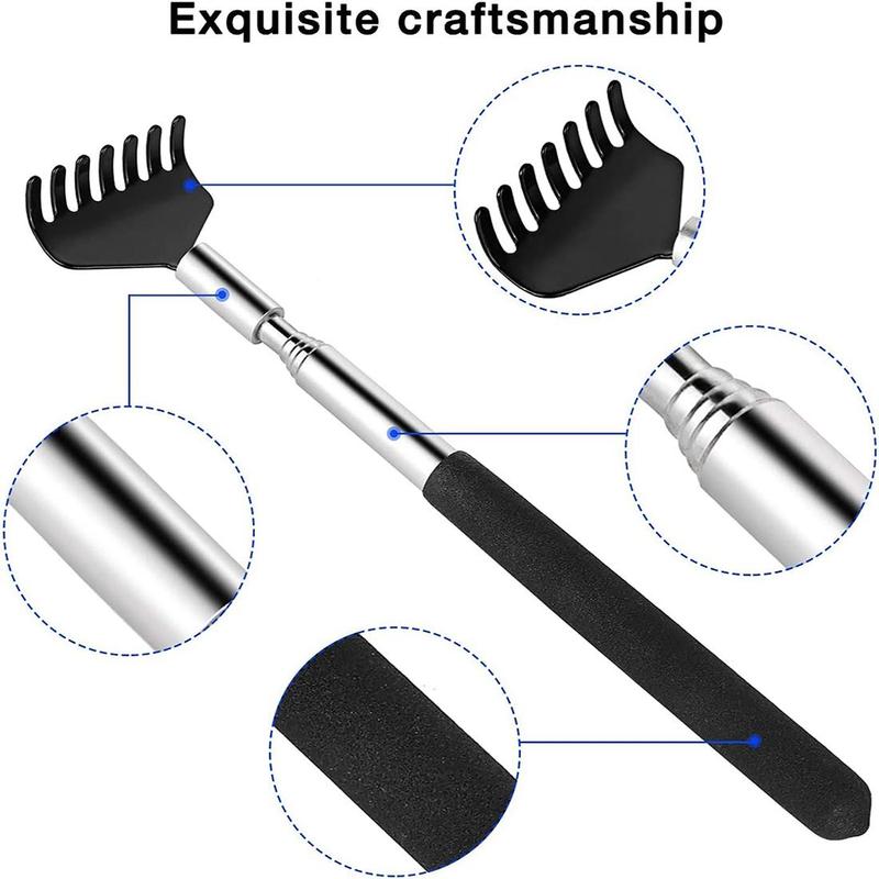 Portable Extendable Back Scratcher, 2 Counts Stainless Steel Telescoping Back Scratcher with Beautiful Gift Packaging, Manual Massage Tool for Home