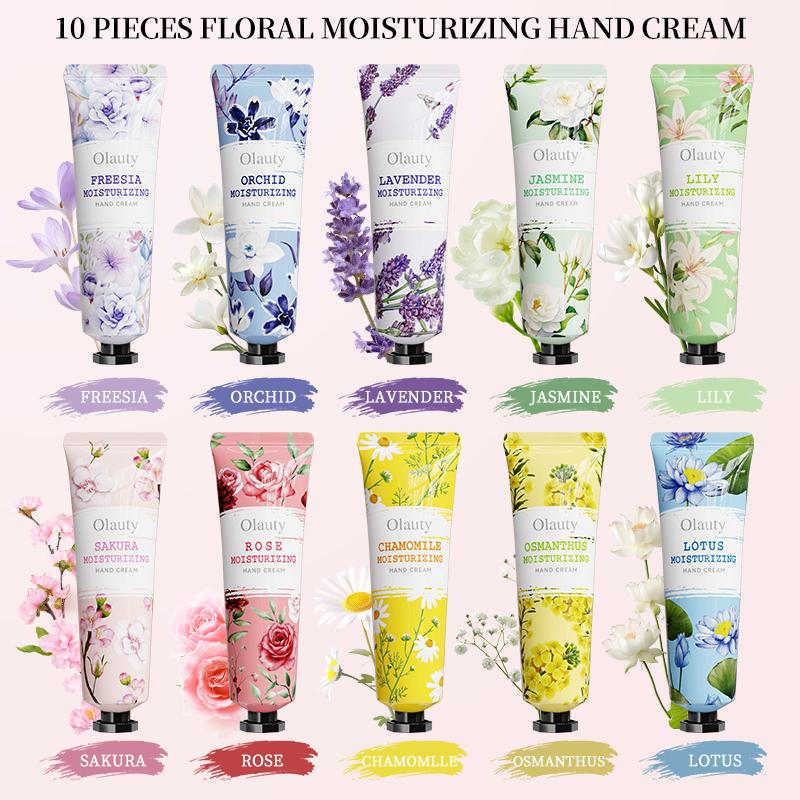 10 Pack Floral Flavor Hand Cream for Dry Cracked Hands, Natural Moisturizing Hand Lotion Travel Size,Birthday Gifts,Teacher Appreciation Gift, Bridesmaid Gifts for Women