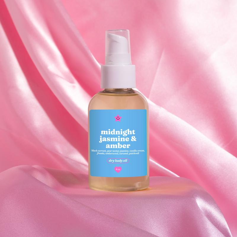 Midnight Jasmine & Amber Body Oil - 4 oz Moisturizing Dry Body Oil with Long Lasting Scent