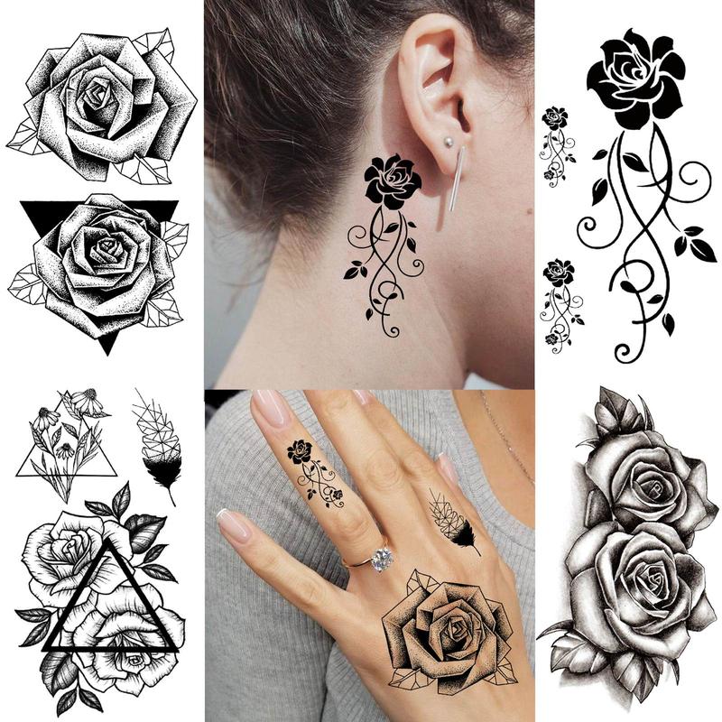 Vintage Flower Pattern Temporary Tattoo Sticker, 15 Sheets Waterproof Fake Tattoo Sticker, Body Art Makeup for Women & Girls