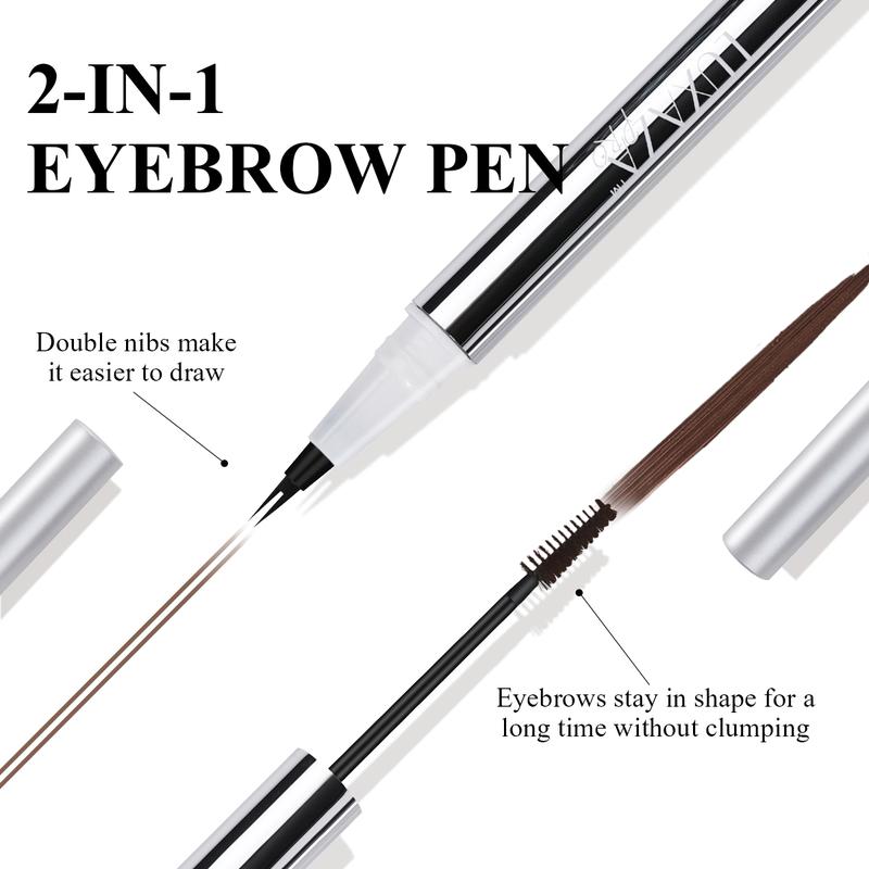 LUXAZA PRO eyebrow Pencil, Brow Pencil 2-in-1 Dual-Ended Eyebrow Pen with Micro-Fork-Tip and Precise Brush-Tip Create Natural Hair-Like Brows Makeup Cosmetic