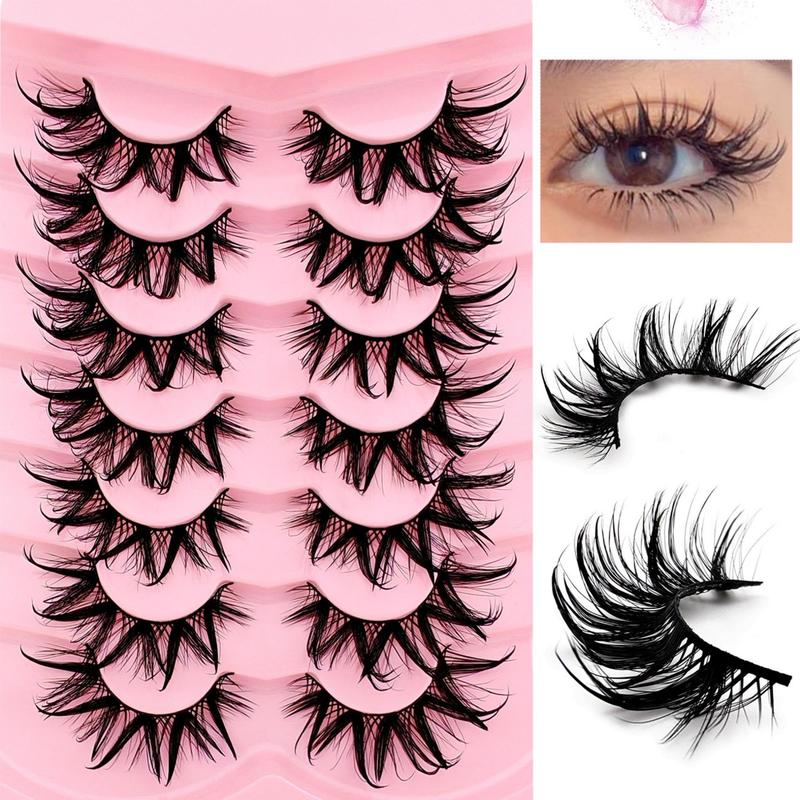 Fluffy False Eyelashes, 7 Pairs Wispy Faux Cluster Lashes, Natural Curling Eye Makeup Strip Lashes, Full Volume Eyelash for Eye Makeup Enhancement, Christmas Gift