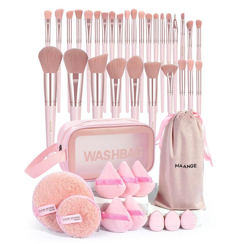 Professional Makeup Tool Set, 42pcs set Makeup Brushes & Powder Puffs & Storage Bag, Brush Makeup Set, Brushes Makeup, Multi-use Facial Makeup & Cleaning Accessories for Women & Girls, Makeup Brush Full Set