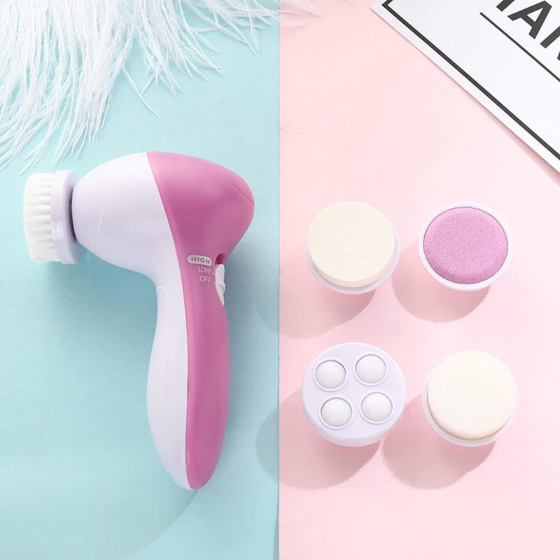 5 in 1 Skin Care Massage Brush Facial Cleaning Brush, Facial Cleanser,  Skin Care Tool,5 Multifunctional Replacement Brush Heads