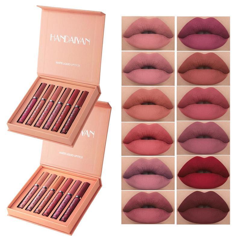 HANDAIYAN Matte Liquid Lipstick Makeup Set,  Satin Texture Plumping Matte liquid Moisturizing Long-Lasting Wear Non-Stick Cup Not Fade Waterproof Smudge Proof Lip Gloss