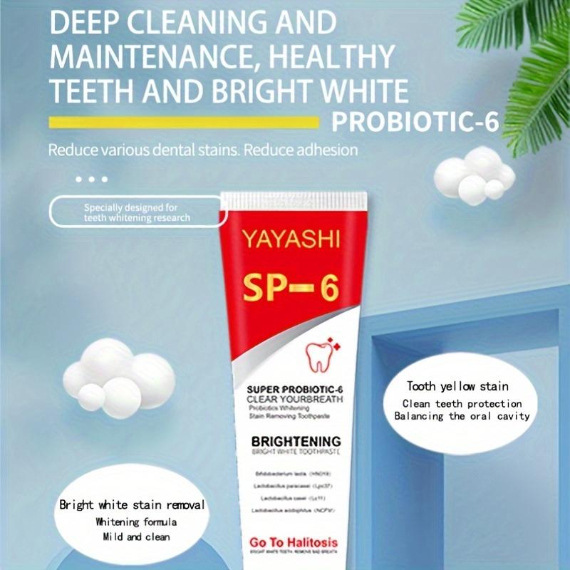 YAYASHI SP-6 Probiotics Whitening Toothpaste,SP-6 Toothpaste Fresh Breath Toothpaste,Promotes Healthy Teeth and Gums,Prevents Tartar,Whitens Teeth pasta dental oral health natural oral healthy  toothpaste