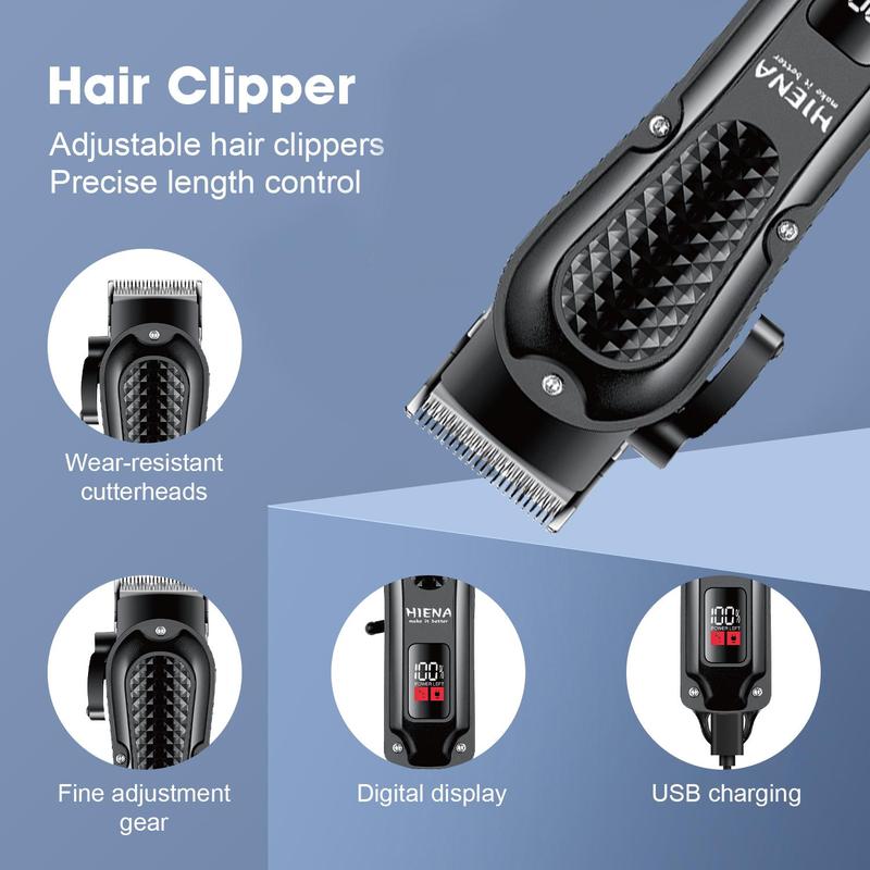 Electric Hair Clipper Set, 1 Set Professional Cordless Hair Clipper & Beard Trimmer & Accessories, USB Rechargeable Hair Trimmer Kit for Men