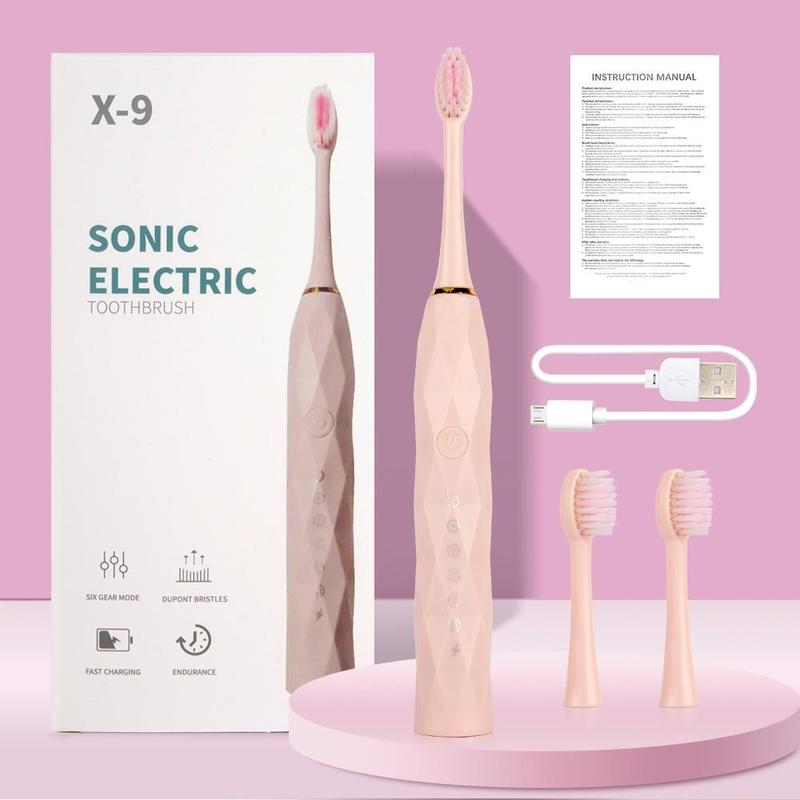 Portable Sonic Electric Toothbrush for Christmas Gift, 1 Box Rechargeable Toothbrush & Replacement Brush Heads, Intelligent Deep Cleaning Toothbrushes for Adults