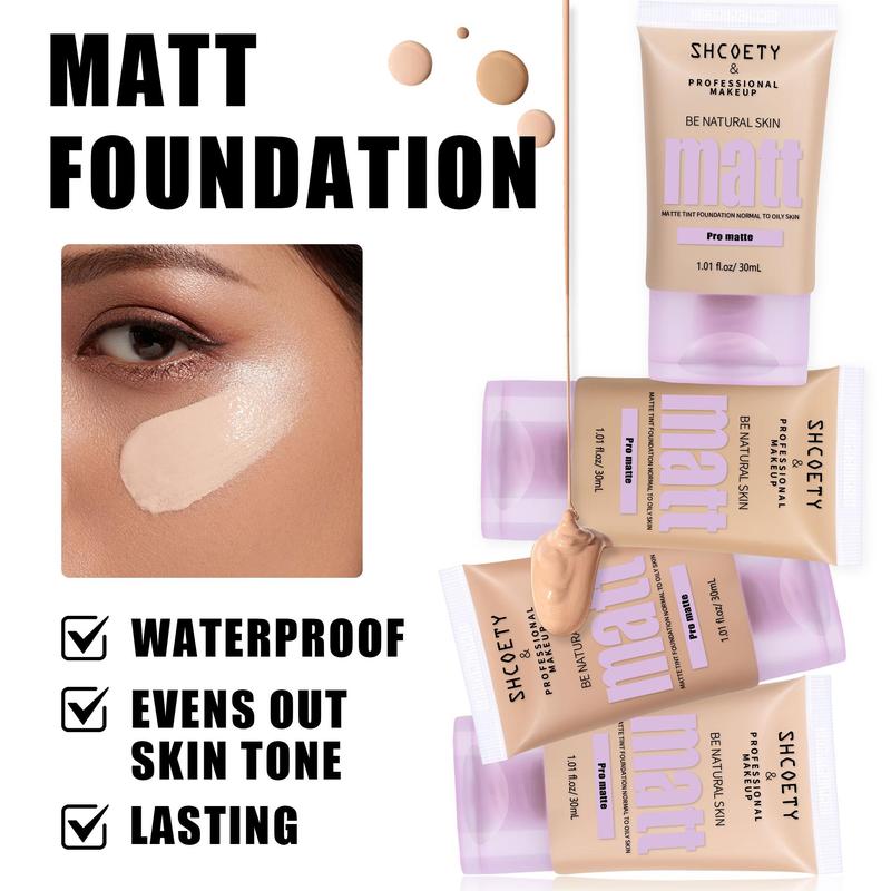 Long-lasting Matte Foundation, 1 Count Moisturizing Concealer Foundation, Full Coverage Flawless Makeup Cream, Makeup Product for Women & Girls