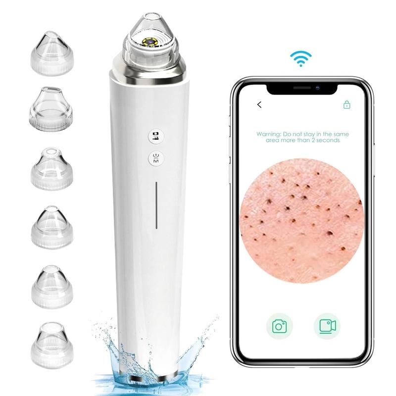 WiFi Visible Facial PoreCleanser with HD Camera Pimple AcneComedone Extractor Kit with 6 Suction HeadsElectric Blackhead Suction blackhead extractor