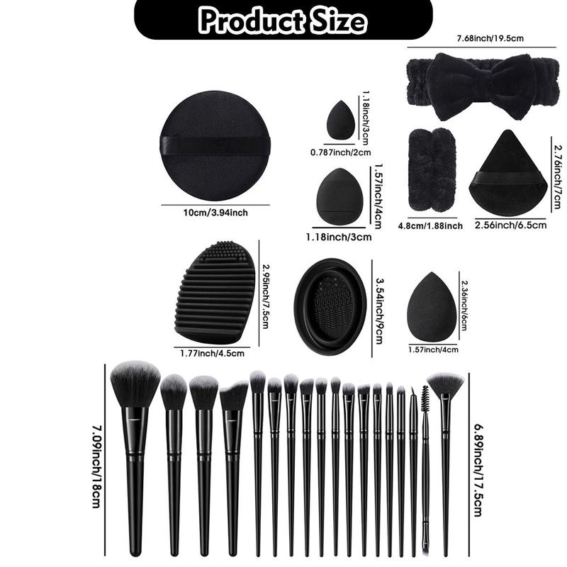 Makeup Tool Set, 46pcs set Makeup Brush & Sponge & Powder Puff & Headband & Wristband & Brush Cleaning Tool, Professional Makeup Tools for Women, Christmas Gift