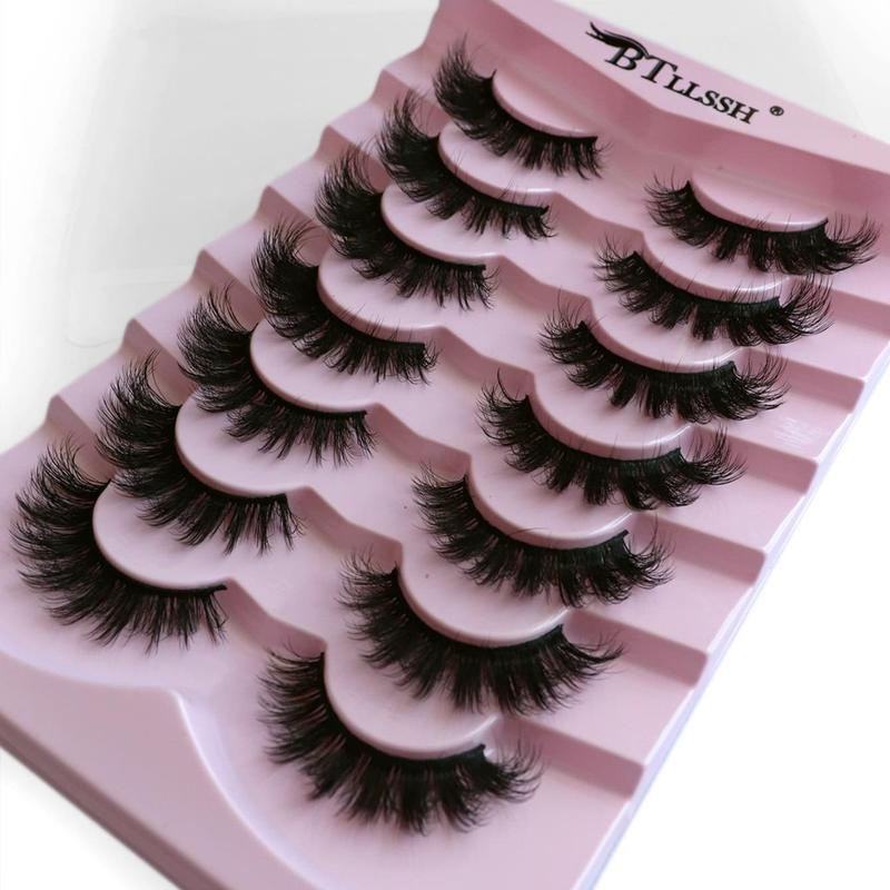 Summer Fluffy & Wispy False Eyelashes, 7 Pairs Naturally Curly Eyelash Extensions Eyelash Clusters, Eye Makeup Enhancement Tool, Summer Makeup, Christmas Gift